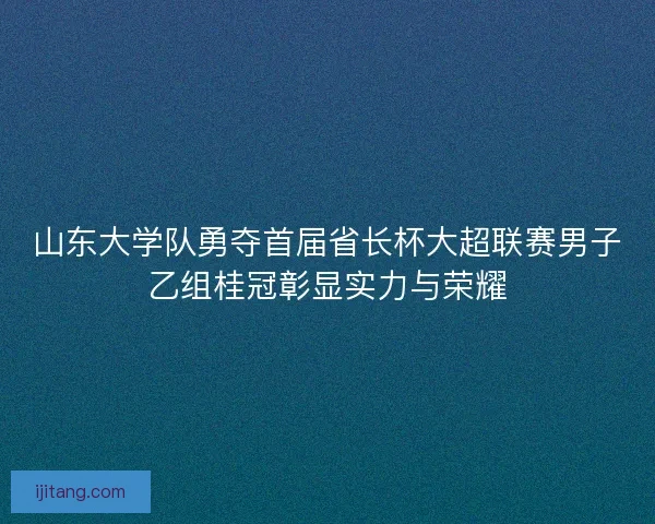 山东大学队勇夺首届省长杯大超联赛男子乙组桂冠彰显实力与荣耀
