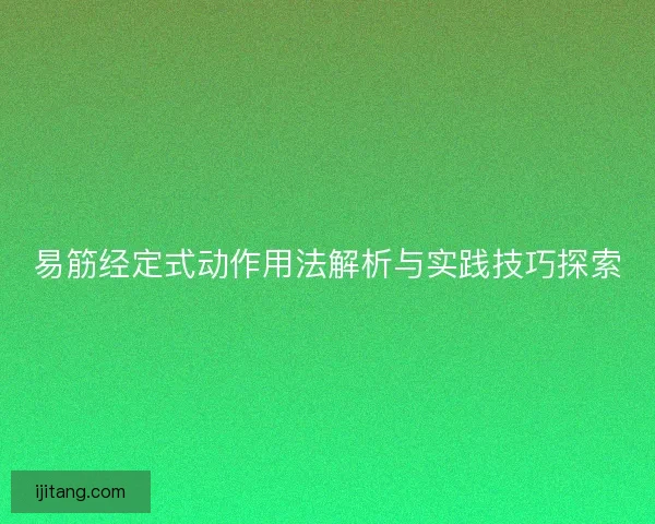 易筋经定式动作用法解析与实践技巧探索